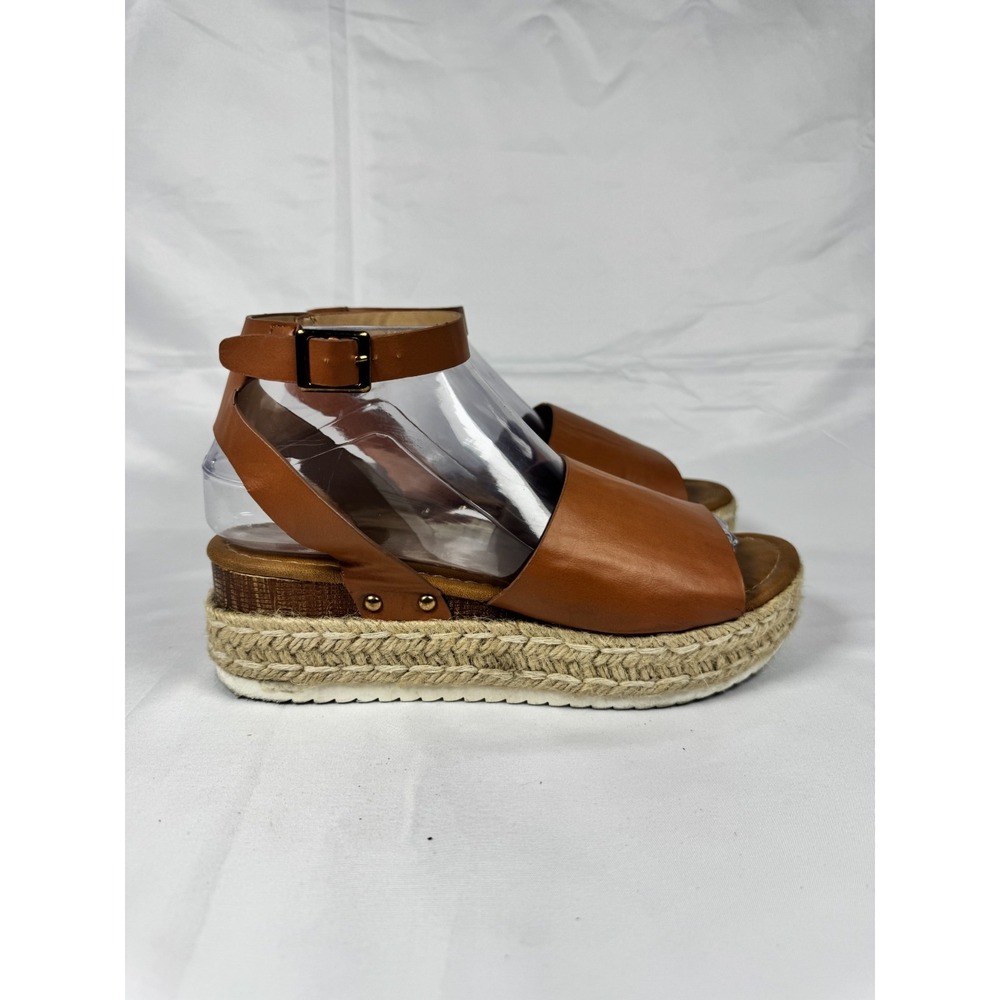 Jessica Carlyle Thea-07L Womens US 8 Espadrille Sandals Brown Leather Open Toe